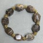 Sunstone Bracelet, Faceted 16-18×12-15 mm ± with Metal Inlays, 18 cm Stretch