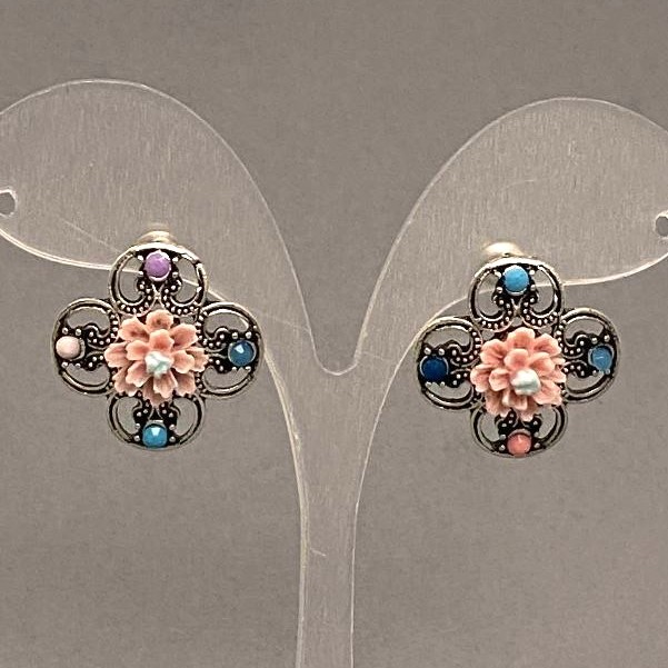 Earrings 'Asters' pink, diameter 22mm