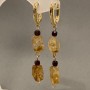 Earrings Citrine with multi-faceted shapes 10-12x8 mm, Garnet cubes 4 mm, length 62 mm