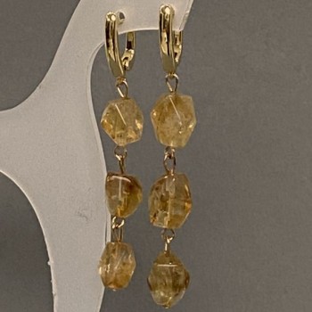 Citrine Polygon Earrings 10–12×8mm, length 66mm