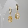 Earrings with Citrine in a Faceted Cylinder, 15×9 mm, 36 mm long