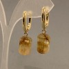 Earrings with Citrine in a Faceted Cylinder, 15×9 mm, 36 mm long