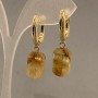 Earrings with Citrine in a Faceted Cylinder, 15×9 mm, 36 mm long