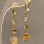 Citrine Faceted Ball Earrings, 6 mm ±, Cylindrical Element 9×6 mm ±, Length 46 mm ±