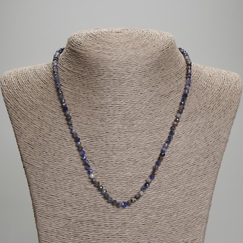 Sodalite Necklace with Faceted Bead, 4 mm Diameter, approx. 45 mm Length, with Clasp