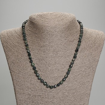 Ocean Jasper Necklace with Faceted Cubes, 5x5 mm, length about 45 mm with clasp