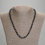 Necklace of black tourmaline with faceted cube beads, 5x5 mm diameter, 3 mm beads, length 45 mm, with clasp