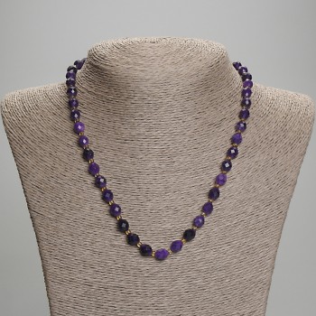 Sugilite necklace with faceted beads, 8x6 mm diameter, 3 mm beads, length 45 mm, with clasp