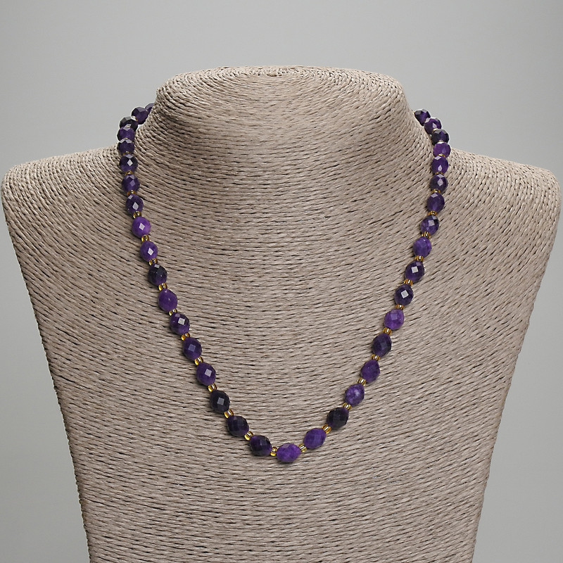 Sugilite necklace with faceted beads, 8x6 mm diameter, 3 mm beads, length 45 mm, with clasp