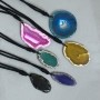 Unpolished Agate Slice Pendant, Assorted Sizes 37x55 mm ± on Cord, 70 cm+