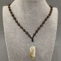 Unpolished Citrine Pendant Wrapped, 38×47×17 mm ±, on a bead-embellished cord, 60 cm length