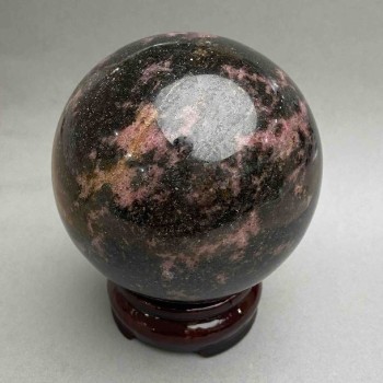 Rodonite Natural Stone Decorative Sphere, Diameter 80 mm ± (Weight from 970 g)