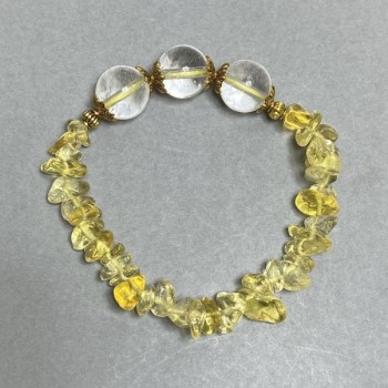 Bracelet with rock crystal beads 12 mm ±, chips 6–10×2–5 mm ±, 18 cm length (stretch)