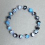 Agate bead bracelet with 8mm beads, 5mm and 3mm seed beads, 18 cm length, elastic