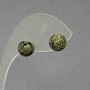 Green Serpentine Bead Stud Earrings (pressed), Silver-tone Metal, 8mm