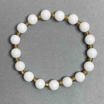 Agate bead bracelet 8mm ± with metal inserts, length 18 cm ± stretch