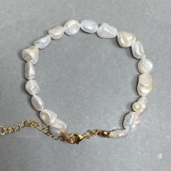 Baroque Pearl Bracelet 8-12×8-8, 5 mm, length 18 cm + 5 cm extender chain