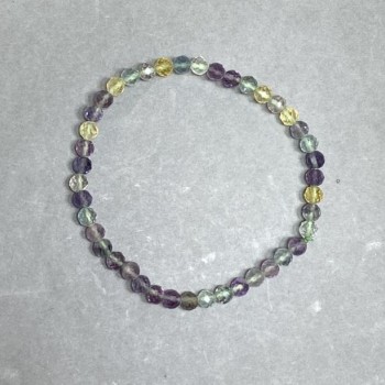 Fluorite bracelet with faceted beads, 4 mm diameter, approximately 18 cm length, stretch