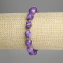 Sugilite bracelet with faceted diamond-shaped beads, 10×9 mm diameter, 3 mm seed beads, 18 cm length, stretch elastic