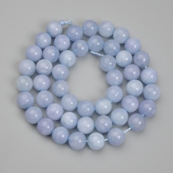 Aquamarine Beads, Smooth Round Balls, 8 mm Diameter, 38 cm Length on Thread
