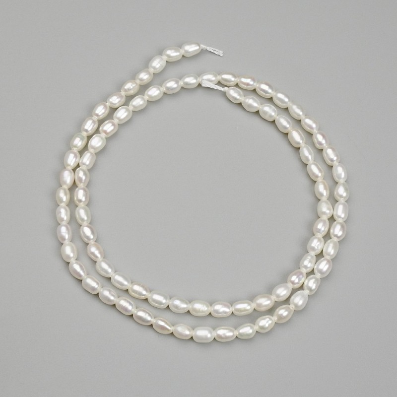 River Pearl Beads, diameter 4.5–5×3–3 mm, 5 mm on thread, length 36 cm