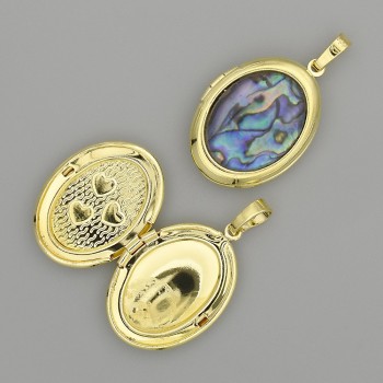 Halite Pendant Oval in Golden Metal 32x20mm +/- for Photo Storage