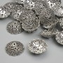 Bead cap findings for beads, diameter about 13 mm ±, hole diameter about 1.5 mm ±, silver-colored metal, pack 20 g ± (~27 pcs)