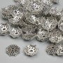 Bead Cap Findings, 9.5 mm diameter, 2.5 mm hole, silver color metal, pack 20 g (~60 pcs)