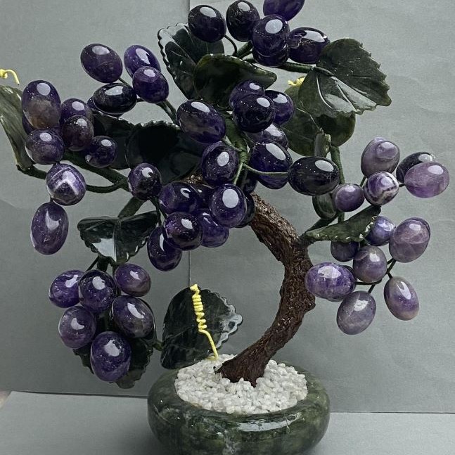Decorative amethyst gemstone tree, 22–28 mm beads, flexible branches, 28 cm long