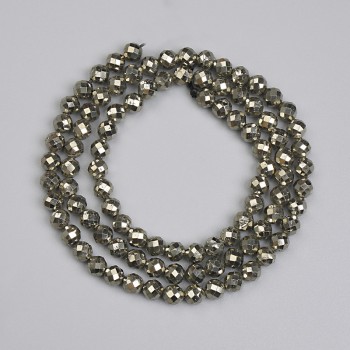 Pyrite Beads Faceted Round 4mm +/-, 40 cm length on thread