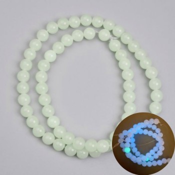 Onyx Beads with Blue Glow, Smooth Round 6mm, 37 cm Length on Thread