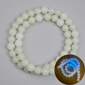 Onyx Beads with Blue Glow, Smooth 8mm Round Beads, 37 cm Length on Beading Thread