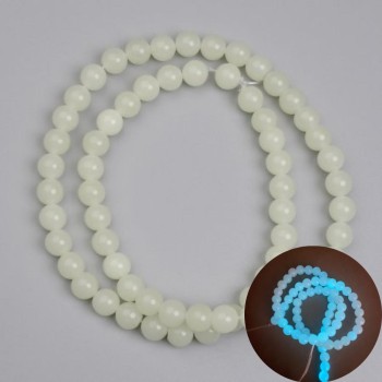 Onyx Beads with Turquoise Glow - Smooth 6mm Beads, 37 cm Length on Beading Thread