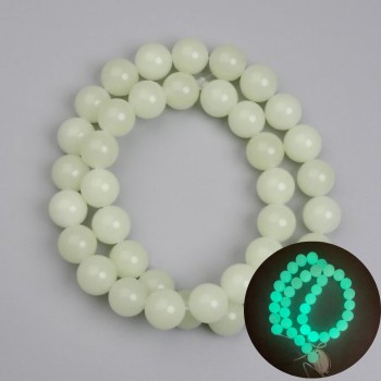 Onyx Beads with Green Glow, Smooth 10mm Round Beads, 37 cm Length on Thread