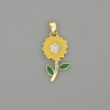 Sunflower pendant - enamel, gold-tone metal with white crystals, diameter 25x10 mm+