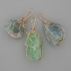 Pendant Fluorite Raw Stone in Golden Wire-Wrapped Setting 55x26 mm +/- Assorted Size