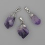 Amethyst Pendant with Raw Stone, Silver-Tone Metal, 20–26×11–15 mm, Assorted Sizes