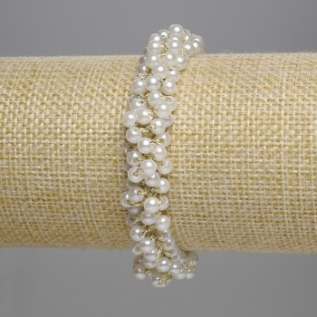 Hair tie with white beads 4mm+