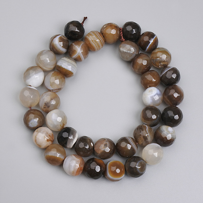 Faceted Agate Beads, Ball-shaped, 10 mm diameter, 36 cm length on thread