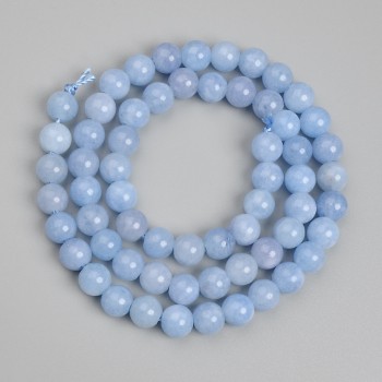 Aquamarine Beads - Smooth Round Spheres, 6 mm Diameter ±, On Thread, 38 cm Length