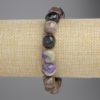 Charoite Faceted Bracelet, diameter 11×10 mm, 5 mm +/-, length 18 cm +/- stretch