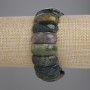 Moss Agate Bracelet - Link, 25×11 mm diameter, 18 cm length, +/- stretch
