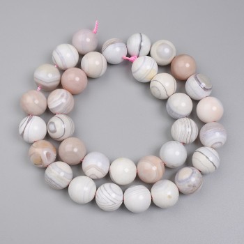 Agate Beads - Smooth Round Balls, 12mm Diameter ±, On Thread, Length 39 cm