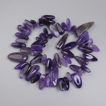 Amethyst Faceted Beads, 16–22 × 7–10 mm, on a thread, length 40 cm+