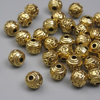 Bead insert, gold-colored metal, 6 mm diameter, hole approx. 1.5 mm, packaging 20 g (~32 pcs)
