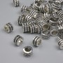 Bead insert, silver metal color, 6x4 mm, hole diameter ± 3.8 mm, packaging approx. 32 pcs