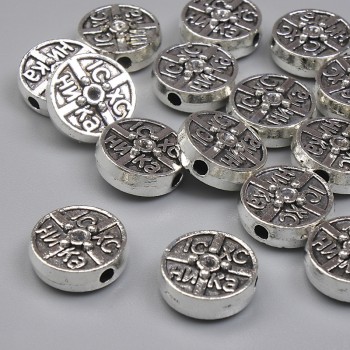 Bead insert, metal color silver, diameter 10mm +/- hole diameter 2mm +/- packaging 20 g (~16 pcs)