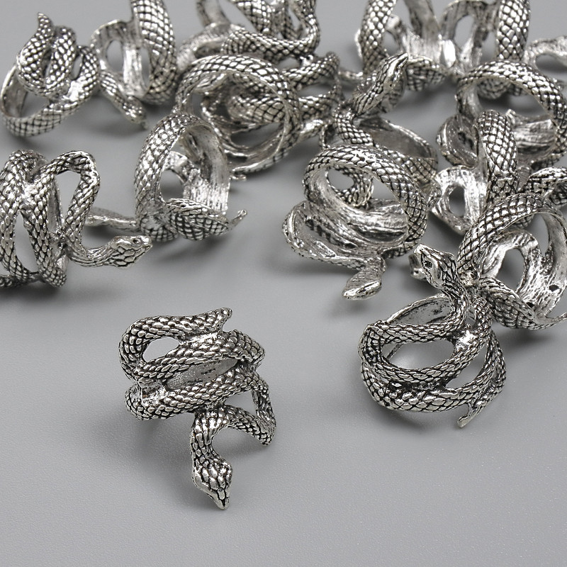 Snake Bead Insert - Silver color, 17×13 mm, hole approx. 10 mm, packaging 20 g (~15 pcs)