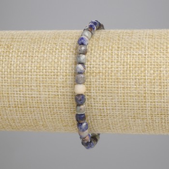 Bracelet Sodalite Faceted Cube Beads 4.5x4.5 mm, 18 cm Stretch