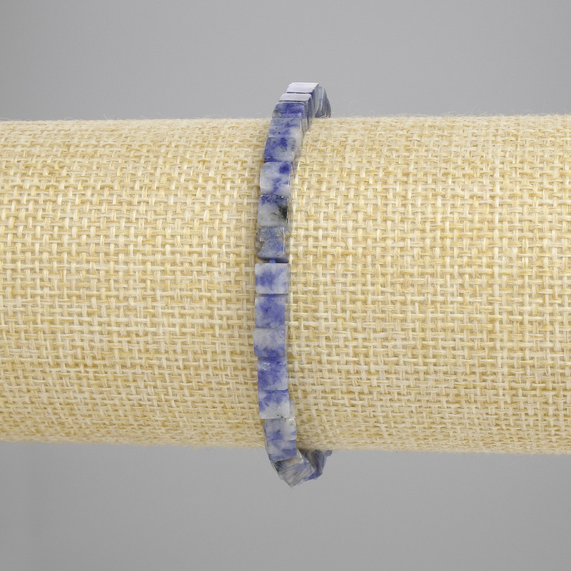 Sodalite Cube Bracelet 4.5×4.5 mm, 18 cm length, stretch